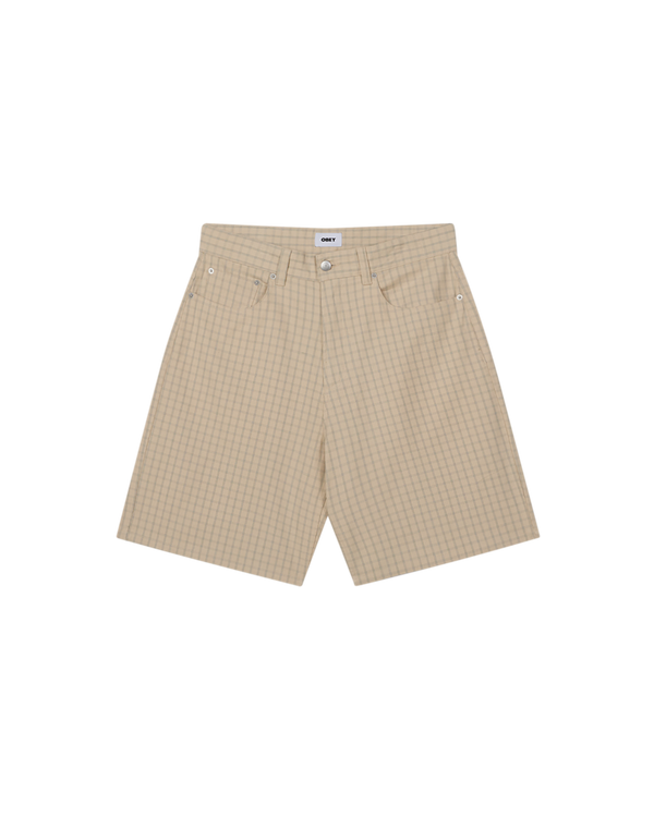 obey PLAID BAGGY DENIM SHORT