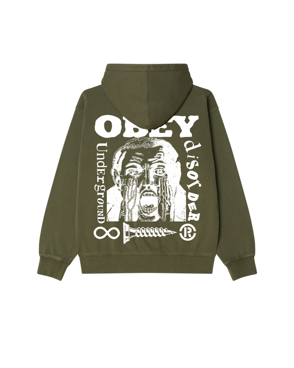 obey UNDERGROUND FADED PULLOVER HOOD