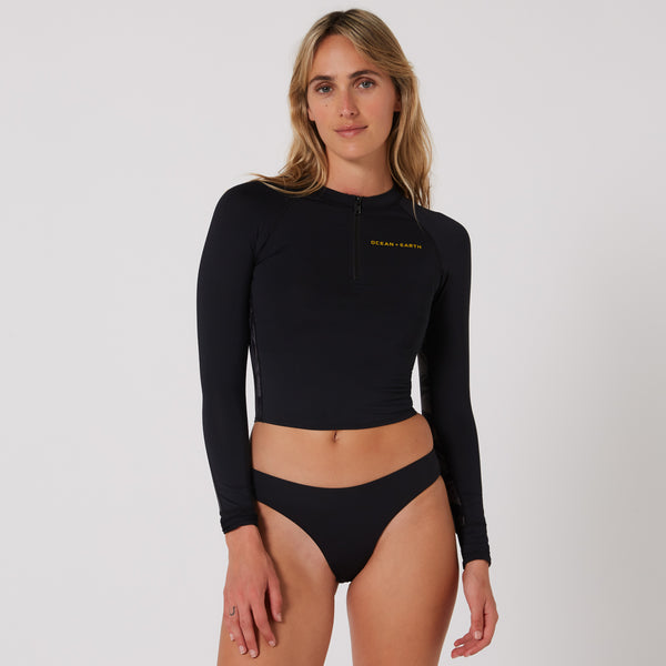 ocean & earth Ladies Oceana Long Sleeve Crop Lycra Vest