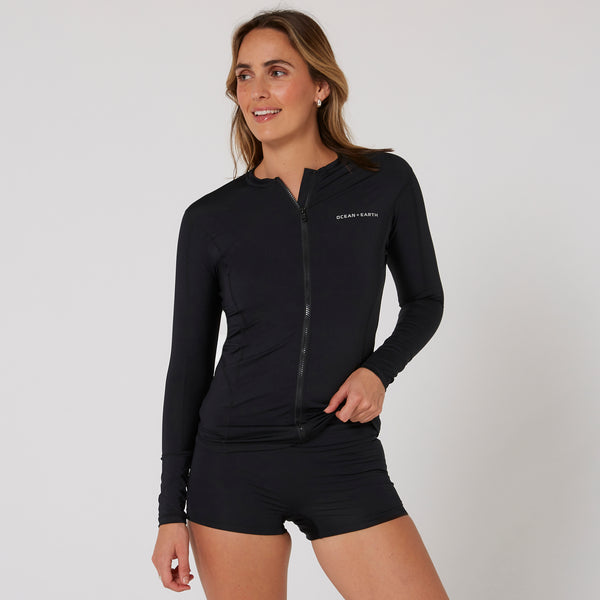 ocean & earth Ladies Oceana Long Sleeve Front Zip Lycra Vest