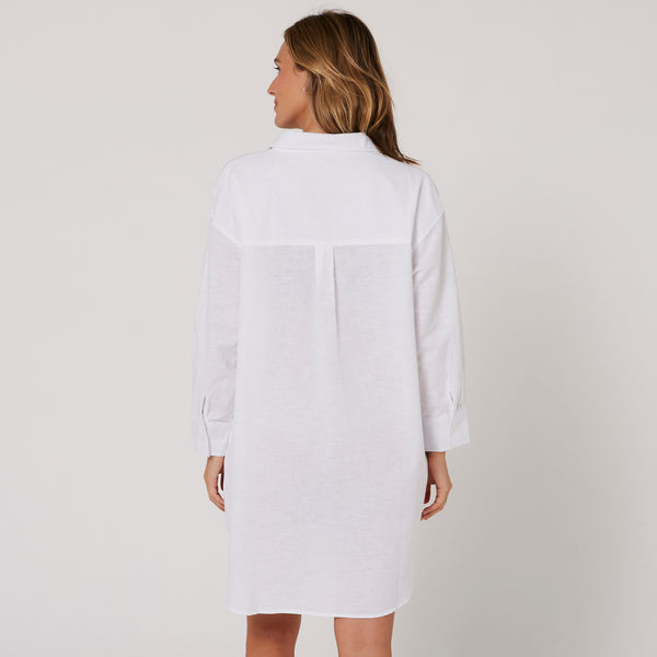 Ocean & Earth Linen OS LS Shirt Dress