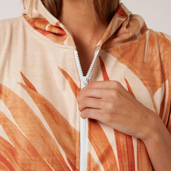 Ocean & Earth Palm Zip Hooded Poncho