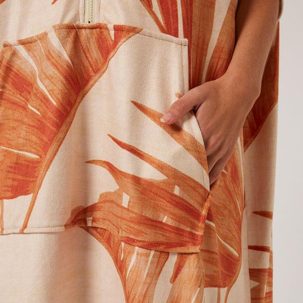 Ocean & Earth Palm Zip Hooded Poncho