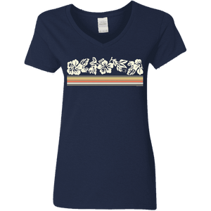 Ocean Pacific Flower Stripe Her Short Sleeve V-Neck