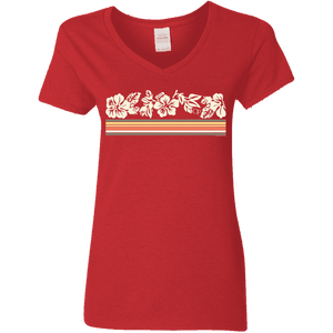 Ocean Pacific Flower Stripe Her Short Sleeve V-Neck