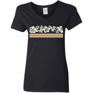 ocean pacific Flower Stripe Her Short Sleeve V-Neck