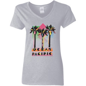 Ocean Pacific Big Palms Her Short Sleeve V-Neck