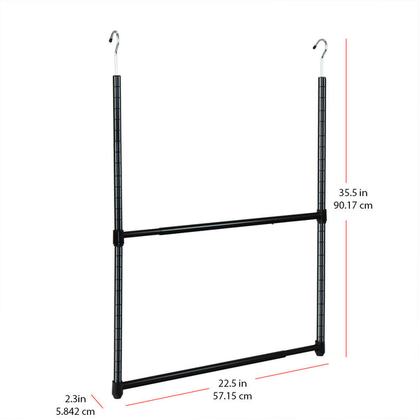 oceanstar Oceanstar 2-Tier Portable Adjustable Closet Hanger Rod Black ACR1545B