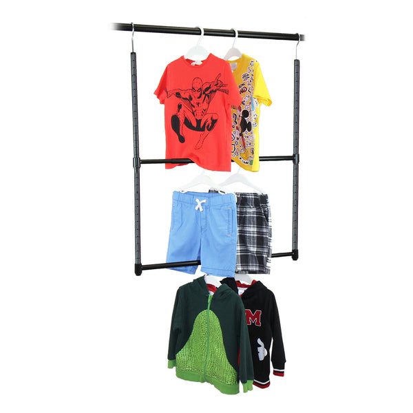 oceanstar Oceanstar 2-Tier Portable Adjustable Closet Hanger Rod Black ACR1545B