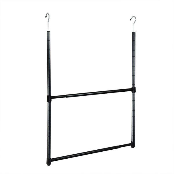 oceanstar Oceanstar 2-Tier Portable Adjustable Closet Hanger Rod Black ACR1545B