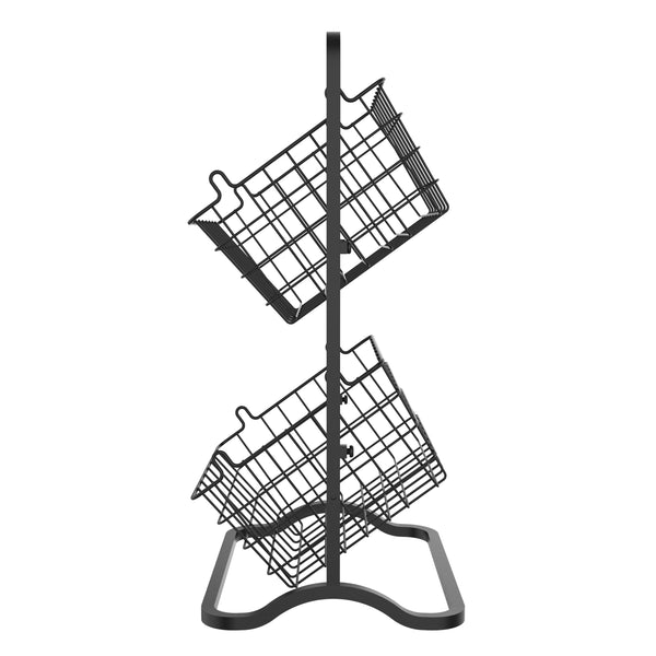 Oceanstar Oceanstar 2-Tier Storage Kitchen Wire Basket Stand Black - 2FB1927