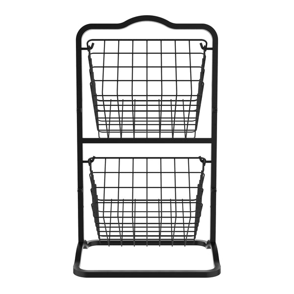 Oceanstar Oceanstar 2-Tier Storage Kitchen Wire Basket Stand Black - 2FB1927