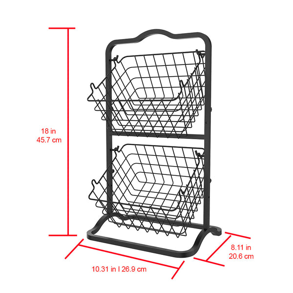 Oceanstar Oceanstar 2-Tier Storage Kitchen Wire Basket Stand Black - 2FB1927