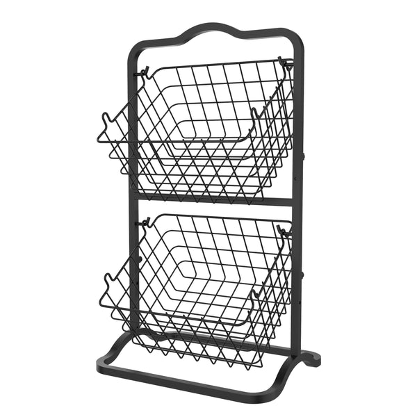 oceanstar Oceanstar 2-Tier Storage Kitchen Wire Basket Stand Black - 2FB1927