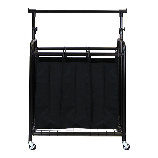 Oceanstar Oceanstar 3-Bag Rolling Laundry Sorter With Adjustable Hanging Bar Bronze TLS1385
