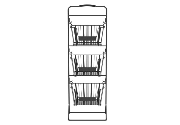 Oceanstar Oceanstar 3-Tier Metal Wire Storage Basket Stand With Removable Baskets – Black