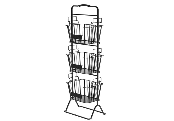 oceanstar Oceanstar 3-Tier Metal Wire Storage Basket Stand with Removable Baskets – Black