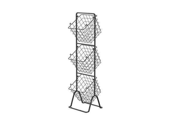 oceanstar Oceanstar 3-Tier Metal Wire Storage Basket Stand with Removable Baskets – Black