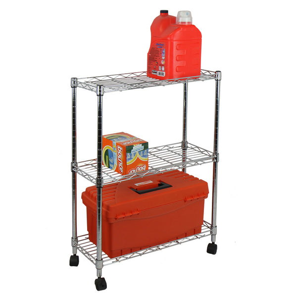 Oceanstar Oceanstar 3-Tier Shelving All-Purpose Utility Cart Chrome AUS1477