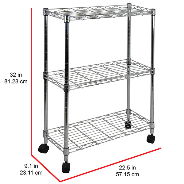 Oceanstar Oceanstar 3-Tier Shelving All-Purpose Utility Cart Chrome AUS1477