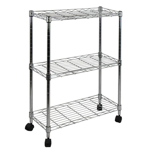 oceanstar Oceanstar 3-Tier Shelving All-Purpose Utility Cart Chrome AUS1477