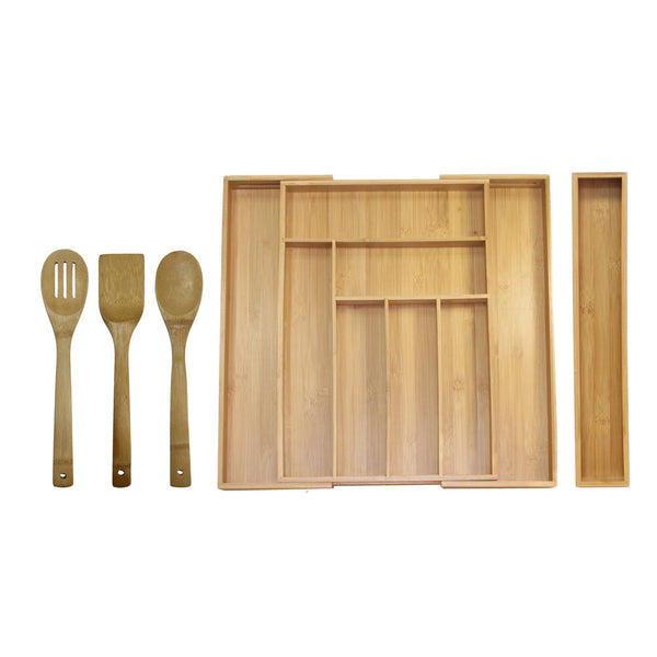 oceanstar Oceanstar 5 Piece Bamboo Expandable Drawer Utensil Organizer Set