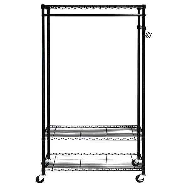 Oceanstar Oceanstar Adjustable Shelving Rack With Hooks Black GRS1514