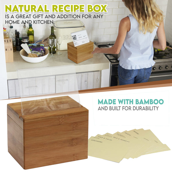 Oceanstar Oceanstar Bamboo Recipe Box With Divider RB1408