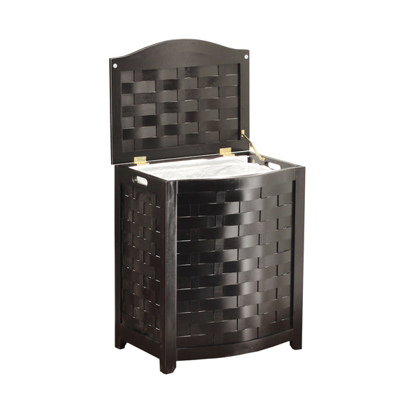 Oceanstar Oceanstar Bowed Front Veneer Laundry Wood Hamper With Interior Bag BHV0100MH