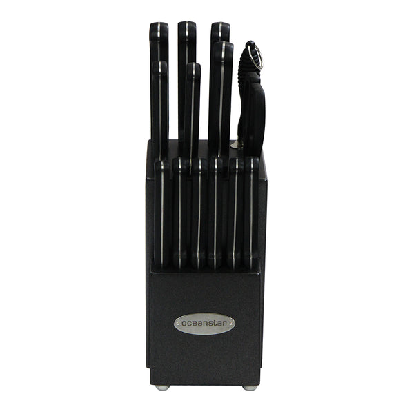 Oceanstar Oceanstar KS1194 Contemporary 15-Piece Knife Set With Block Elegant Black