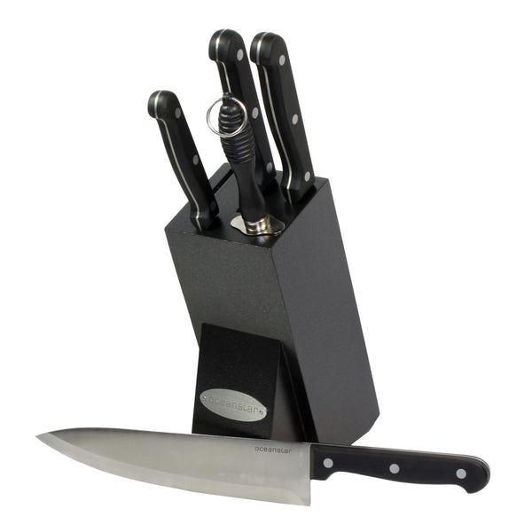 Oceanstar Oceanstar KS1200 Contemporary 6-Piece Knife Set With Block Elegant Black