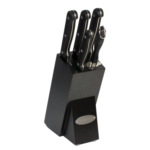 Oceanstar Oceanstar KS1200 Contemporary 6-Piece Knife Set With Block Elegant Black