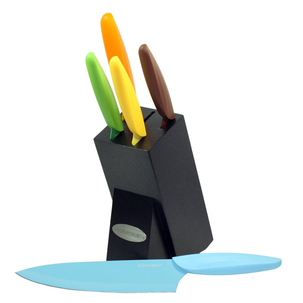 Oceanstar Oceanstar KS1217 6-Piece Non-Stick Coating Knife Set With Block Elegant Black
