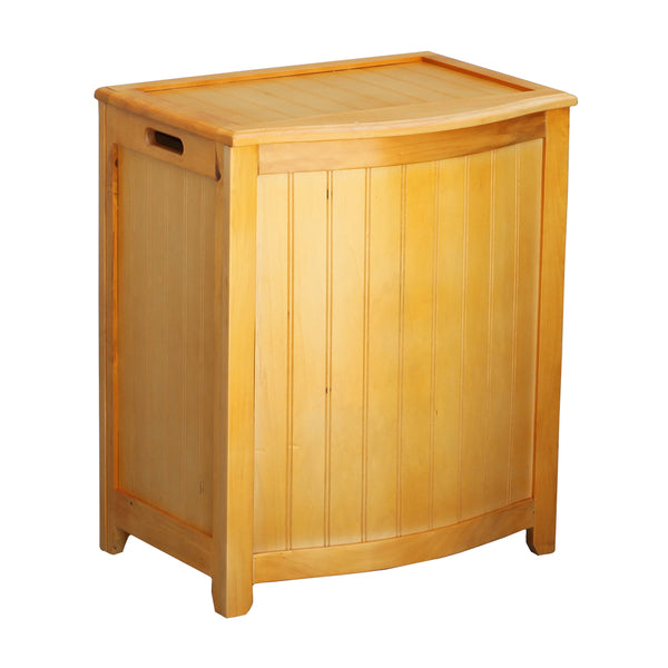 oceanstar Oceanstar Natural Finished Bowed Front Laundry Wood Hamper with Interior Bag BHP0106N