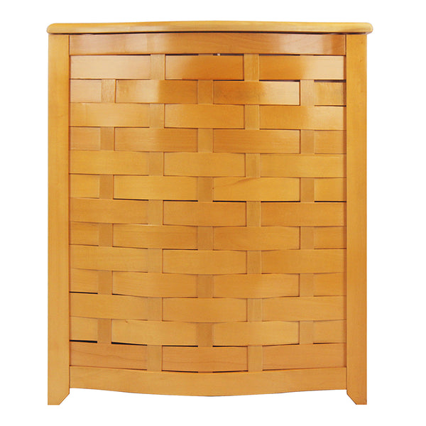 Oceanstar Oceanstar Natural Finished Bowed Front Veneer Laundry Wood Hamper With Interior Bag BHV0100N