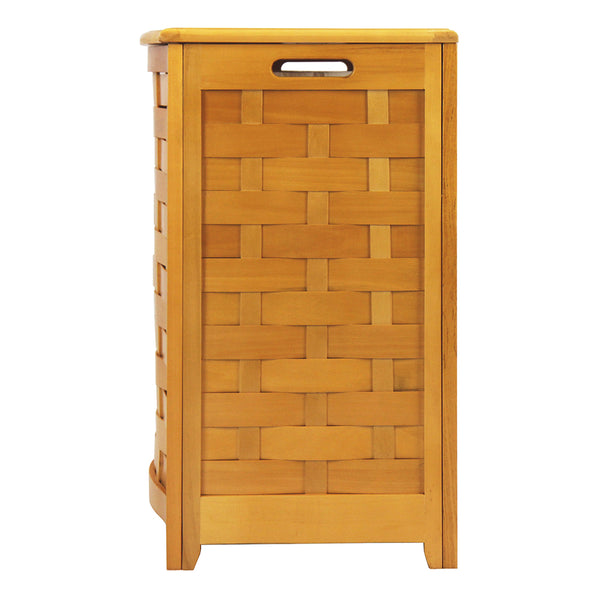 Oceanstar Oceanstar Natural Finished Bowed Front Veneer Laundry Wood Hamper With Interior Bag BHV0100N