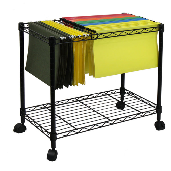 Oceanstar Oceanstar Portable 1-Tier Metal Rolling File Cart Black 1MRC1491