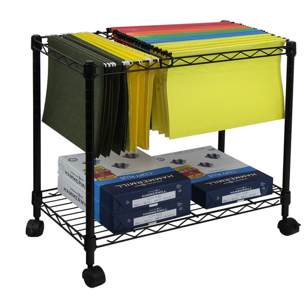 Oceanstar Oceanstar Portable 1-Tier Metal Rolling File Cart Black 1MRC1491