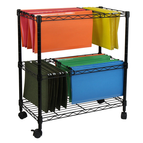 Oceanstar Oceanstar Portable 2-Tier Metal Rolling File Cart Black 2MRC1507