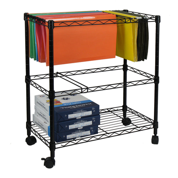 Oceanstar Oceanstar Portable 2-Tier Metal Rolling File Cart Black 2MRC1507