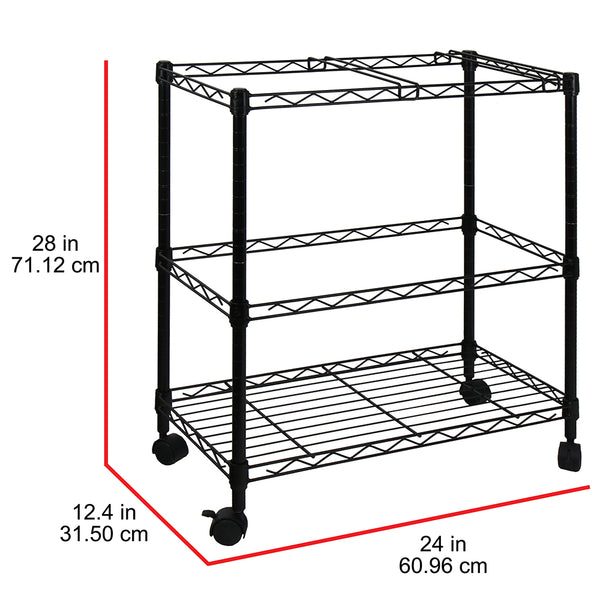 Oceanstar Oceanstar Portable 2-Tier Metal Rolling File Cart Black 2MRC1507