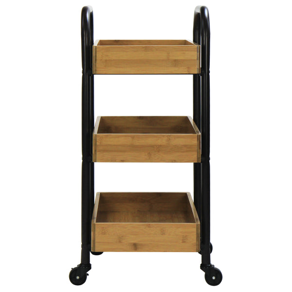 Oceanstar Oceanstar Portable Storage Cart With 3 Easy Removable Bamboo Trays 3SC1675