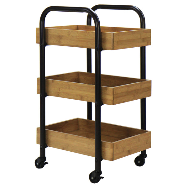 Oceanstar Oceanstar Portable Storage Cart With 3 Easy Removable Bamboo Trays 3SC1675