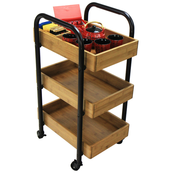Oceanstar Oceanstar Portable Storage Cart With 3 Easy Removable Bamboo Trays 3SC1675