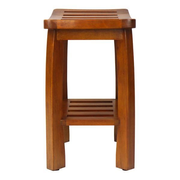 Oceanstar Oceanstar Solid Wood Spa Bench With Storage Shelf Teak Color Finish SB1682