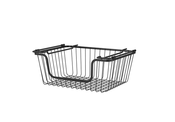 Oceanstar Oceanstar Stackable Metal Wire Storage Basket Set For Pantry Countertop Kitchen Or Bathroom – Black Set Of 2