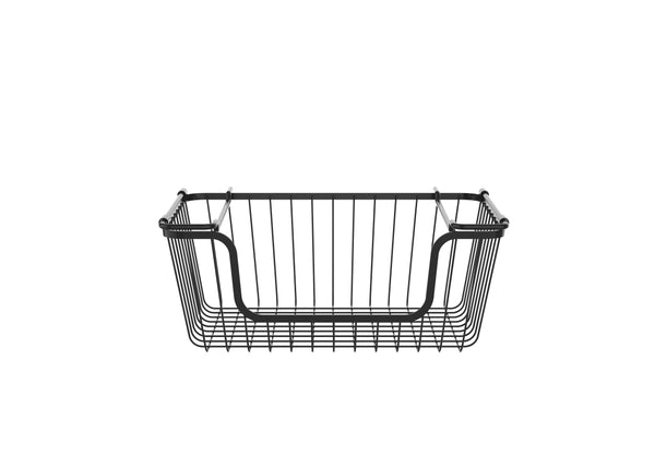 Oceanstar Oceanstar Stackable Metal Wire Storage Basket Set For Pantry Countertop Kitchen Or Bathroom – Black Set Of 2