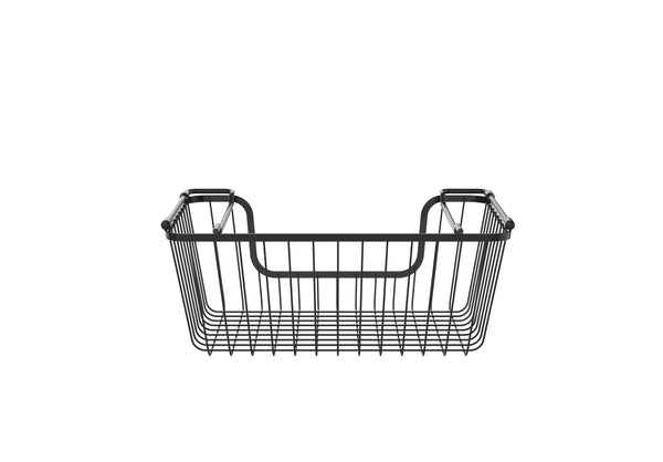 Oceanstar Oceanstar Stackable Metal Wire Storage Basket Set For Pantry Countertop Kitchen Or Bathroom – Black Set Of 2