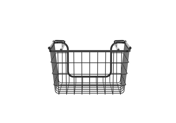 Oceanstar Oceanstar Stackable Metal Wire Storage Basket Set For Pantry Countertop Kitchen Or Bathroom – Black Set Of 3