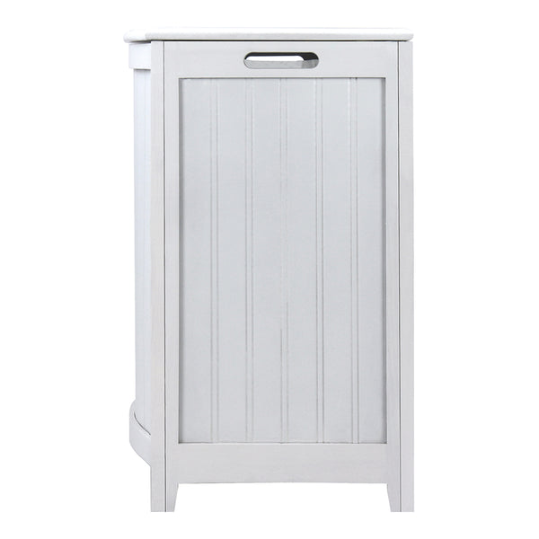 Oceanstar Oceanstar White Finished Bowed Front Laundry Wood Hamper With Interior Bag BHP0106W